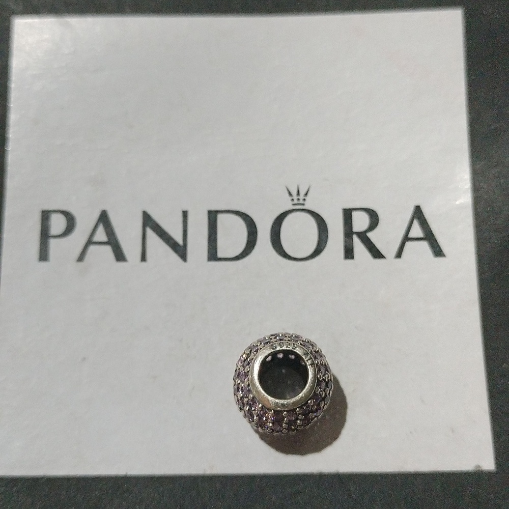 Pandora Sterling Silver Pave Lights Charm with Salmon Zirconia - 791051Pcz - Picture 4 of 5